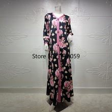 Женское платье макси с этническим принтом, свободное платье с длинным рукавом, в мусульманском стиле 2024 - купить недорого