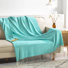 NordicTassel Blanket Solid Green Blue Geometric Acrylic Sofa Chair Model Room Bed Decor Cover Four Season Home Textile 130*170cm 2024 - buy cheap