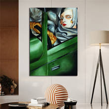 Tamara de lempicka autoportrait sexy mulher auto-retrato no verde super carro cartaz pintura sobre tela quarto arte da parede decoração 2024 - compre barato