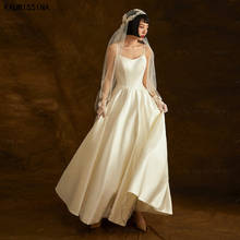 Kaunissan ina-vestido de noiva linha a, branco, cetim, noiva, estilo boho, romântico, para praia 2024 - compre barato