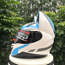 Capacete fechado, para motociclistas, capacete feminino, com certificado, cor azul 2024 - compre barato