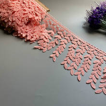 2 yard Pink Cotton Leaf Tassel Fringe Flower Embroidered Lace Trim Ribbon Fabric DIY Wedding Sewing Supplies Craft Decoration 2024 - buy cheap