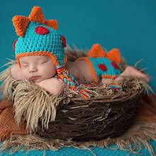 Lançamento boné para foto de bebês recém-nascidos, chapéu tipo dinossauro para bebês meninos e meninas roupas de crochê para recém-nascidos 2024 - compre barato