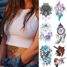 Waterproof Temporary Tattoo Sticker Flower Henna Flash Tattoos Mermaid Rose Totem Body Art Arm Fake Tatoo Women Men 2024 - buy cheap