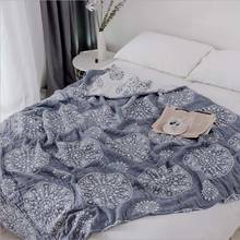 Летнее хлопковое муслиновое одеяло, круглая накидка на кровать, для дивана, путешествий, дышащее большое мягкое одеяло, Кондиционер 2024 - купить недорого