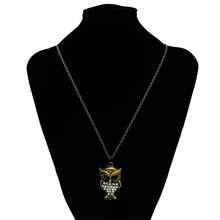 2020 New Trendy Rhinestone Pendants Owl Necklace Crystal Vintage Gold Color Long Necklaces Fashion For Woman Jewelry Accessory 2024 - compre barato