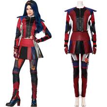 Descendentes 3, cosplay evie, fantasia top e calça, conjunto completo para mulheres adultas, crianças, dia das bruxas, carnaval 2024 - compre barato