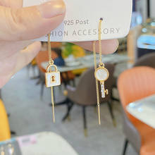 Korean temperament key lock asymmetric ear line fashion earrings 2021 New Trend elegant exquisite Women Pendant Jewelry Earrring 2024 - buy cheap