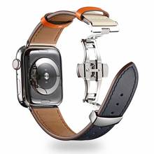 Высококачественная кожаная Петля 41 мм 45 мм для iWatch, ремешок для Apple Watch Band Series7 6 5 4/3/2/1 38 мм 40 мм 42 мм 44 мм, браслет на запястье 2024 - купить недорого