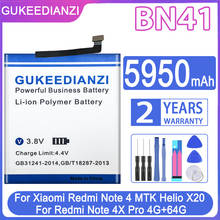 Аккумулятор GUKEEDIANZI BN41 для Xiaomi Redmi Note 4, сменный аккумулятор 5950 мАч, MTK Helio X20, Redmi Note 4X Pro, 4G + 64G 2024 - купить недорого