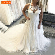 Luxury O Neck Wedding Gowns White Sleeveless Applique Sexy Ivory Wedding Dress Long Illusion Princess Court Train Bridal Dresses 2024 - buy cheap