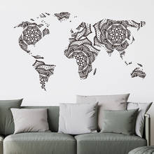 Creative Geometric Sketch World Map Wall Stickers Continent Plate Decoration for Living Room Bedroom Background Room Decor 2024 - buy cheap