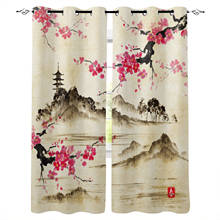 Ink Painting Flowers Blackout Window Curtains For Living Room Bedroom Panels For Kitchen Custom Curtains 2024 - buy cheap