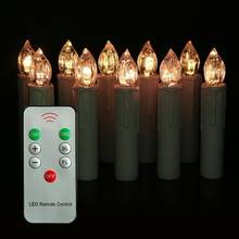 Set of 10 Remote controlled Simulation LED taper Candle teaLight cordless Battery powered w/Clips Wedding Xmas Tree Party decor 2024 - buy cheap