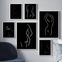 Preto branco streak mulheres nude corpo arte da lona pintura da parede posters quadros de parede para o quarto casa cuadros decoração da parede 2024 - compre barato