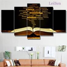 Five Piece Set of Golden Religious Bible Text Black Canvas Painting Hd Art Posters and Prints Pictures Home Decoration Frameless 2024 - buy cheap