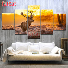 FATCAT Animal deer Diamond Painting 5 piece Full Square Round Drill diy Diamond Embroidery Sunset scenery home Decor AE1611 2024 - buy cheap