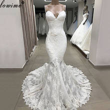 Vestido de noiva estilo sereia, plus size, renda branca, vintage, 2020, espaguete, vestido de noiva 2024 - compre barato