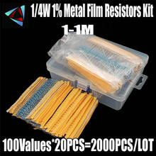 2000Pcs 100Values 1/4W 1% 1~1M Ohm Metal Film Resistor Kit  Assortment Set 2024 - buy cheap