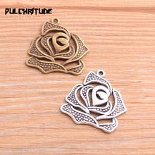 6PCS 28*28mm New Product Two Color Rose Flower Charms Plant Pendant Jewelry Metal Alloy Jewelry Marking 2024 - buy cheap