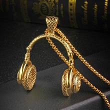 316L Stainless Steel Gold Headphone Pendant Necklace Hip Hop Headset Men Women Unisex Rock Music Gift Jewelry Choke Wholesaler 2024 - buy cheap