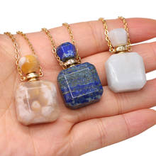 Natural Stone Agates Perfume Bottle 60cm Necklace Pendant Lapis lazuli /Aquamarines Necklace Charm Jewelry Gift 18x30mm-20x35mm 2024 - buy cheap