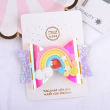 Disney-horquilla de arco iris para niños, accesorios para el cabello, horquilla de colores, decoración de lentejuelas, estrella, regalos de cumpleaños 2024 - compra barato