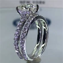 2020 романтическое обручальное кольцо, Женские Ювелирные изделия, серебристые кольца на палец, Женские винтажные модные вечерние кольца, свадебные кольца для женщин, подарки 2024 - купить недорого