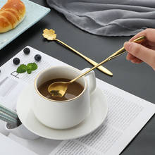 Colher de café com cabo longo, de aço inoxidável, criativa em casa, japonesa, bonitinha, sobremesa, em forma de coração dourada 2024 - compre barato