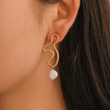 Modyle Vintage Gold Drop Earrings For Women Brincos Geometric Drop Earring Big Wedding Irregular Freshwater Pearl Jewelry 2024 - buy cheap