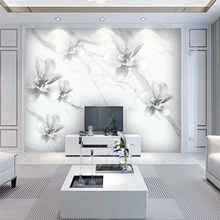 Wellyu индивидуальное крупногабаритное настенное украшение, экологические обои HD 3D трехмерный джаз белый цветок диван фон обои 2024 - купить недорого