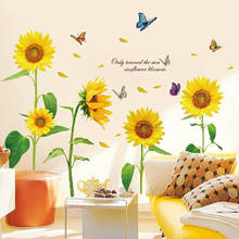 Butterfly Sunflower Removable Wall Stickers Home Decor Living Room DIY House Decoration Tile Wallpaper Stick on the Wall 2024 - buy cheap