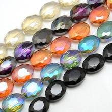 5 Strand Faceted Electroplate Crystal Glass Oval Beads Strands Mixed Color,16x12x7mm, Hole: 1mm; about 50pcs/strand, 25.1" 2024 - buy cheap