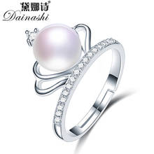 Dainashi 925 anel de prata esterlina, coroa de cristal de zircão ajustável 8-9mm 100% genuíno pérola cultivada em água doce anel para mulheres 2024 - compre barato