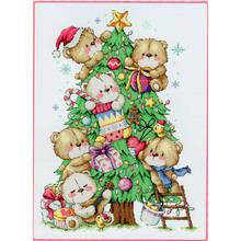 14/22/25ct Counted Cross Stitch Kit Tree Bear Christmas Bears SO 2024 - buy cheap