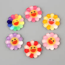 Planar Resin Cabochons Kawaii Colorful Sunflower Patch sticker 10pcs 26mm Cameo Patch Fit Girl Hair Jewelry Bow Decoration Charm 2024 - buy cheap