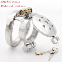 2020 New Double Lock Design  Stainless Steel Male Chastity Device,Cock Cage with Penis Plug Catheter,Sex Toys For Man, Sex Shop. 2024 - buy cheap