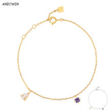 ANDYWEN-Colgante de óvalo de plata esterlina 2021, pulsera de cadena con dijes de circonita púrpura, joyería de lujo Rock Punk, 925, nuevo, 2020 2024 - compra barato