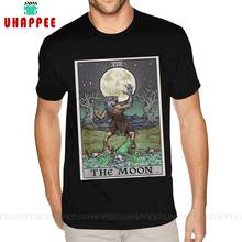 100% de manga corta con cuello redondo, algodón, la luna, tarjeta de Tarot, Halloween, bruja pagana, gótica, camiseta geométrica para jóvenes 2024 - compra barato