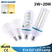 LED Bulb E27 E14 LED Lamp light 20W 16W 12W 9W 5W 2835SMD AC 220V 240V lampara Energy-saving led Corn lamp Table light Bombillas 2022 - buy cheap