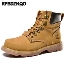 Botas de seguridad con cordones para hombre, zapatos informales de cuero genuino para el trabajo, botines de alta calidad, color amarillo, temporada otoño 2024 - compra barato