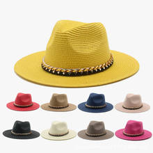 Соломенная шляпа унисекс, Пляжная Панама с треугольными полями, модная Панама от солнца, в стиле джаз, с большими полями, в стиле кэжуал, лето 2021 2024 - купить недорого