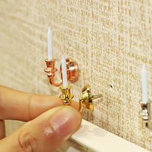 1Pair 1/12 Scale 30*15mm Dollhouse Miniature Metal Wall Decoration Candle Furniture Acccessories 2024 - buy cheap