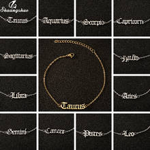 Boho 12 Zodiac Constellation Anklets For Women Vintage Gold Steel Letter On Leg Bracelet Anklet Fashion Jewelry Birthday Gifts 2024 - buy cheap