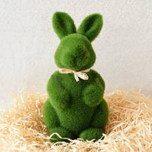 Green Easter Bunny Simulation Short Fluffy Moss Bunny Kids Gift For Living Room Desktop Decoration Home Ornaments Garden Decor 2024 - buy cheap