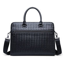 Men's Business Briefcase Woven Handbag Male Shoulder Cross Body Bag Laptop Messenger Bag New Design  Travel Bag for Man 2024 - buy cheap