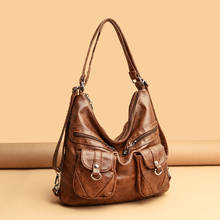 Модная дизайнерская женская сумка, винтажная кожаная сумка через плечо для женщин, женская сумка большой емкости, сумки через плечо, женская сумка-тоут 2024 - купить недорого