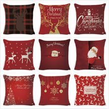 Merry Christmas Cushion Cover Red  Christmas Tree Santa Claus  Santa Claus Pipe Greeting Text Pillow Cover 2024 - buy cheap