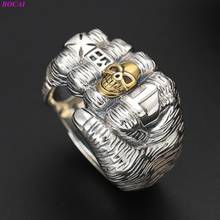 BOCAI S925 Sterling Silver Rings Personality Tide Man Index Finger Skull Clenching Fist Pure Argentum Hand Jewelry 2024 - buy cheap