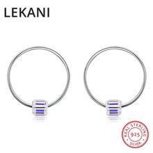 Lekani colorido cubo em forma de cristais de swarovski círculo brincos piercing s925 prata jóias finas para meninas presente 2024 - compre barato